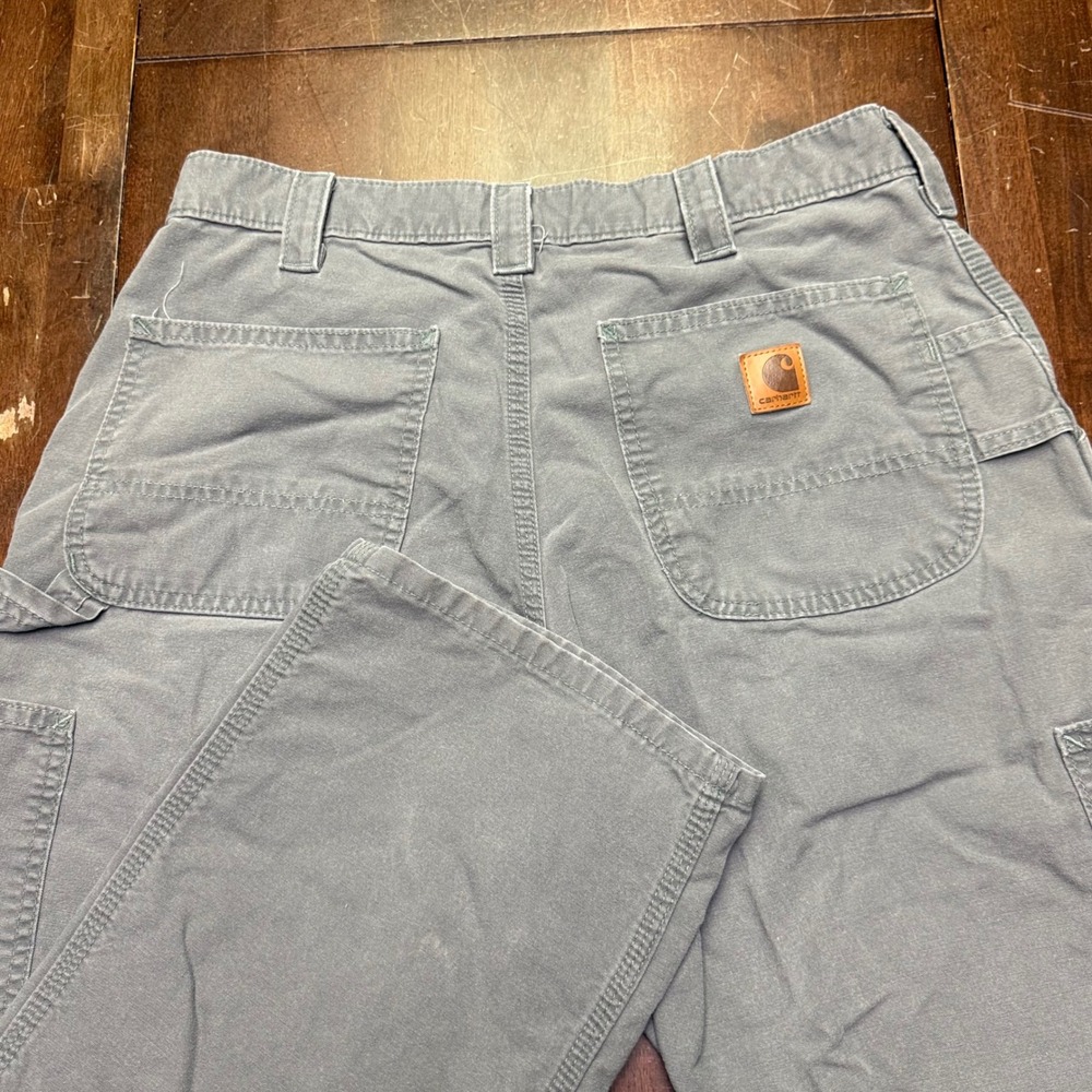 Carhartt B151 FAT Dungaree Pants Mens Fits 34x29 Gray Canvas Carpenter Utility